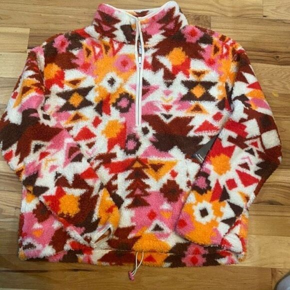 NEW Boho Aztec fleece 1/4 zip long sleeve pull over size XXL junior - Picture 1 of 5